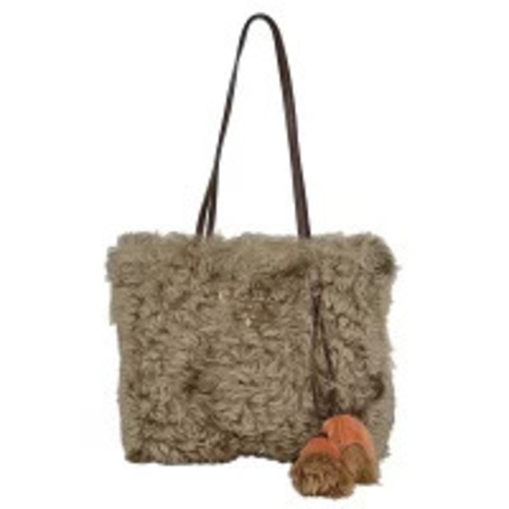 Prada Fur tote Shoulder bag brown